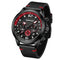 Fairwhale FW-5580 IGNIS - Black watch with red stitching on leather strap
