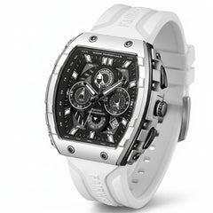 Fairwhale FW-5670 Men’s W - Red watch, detail on tachymeter bezel and subdials