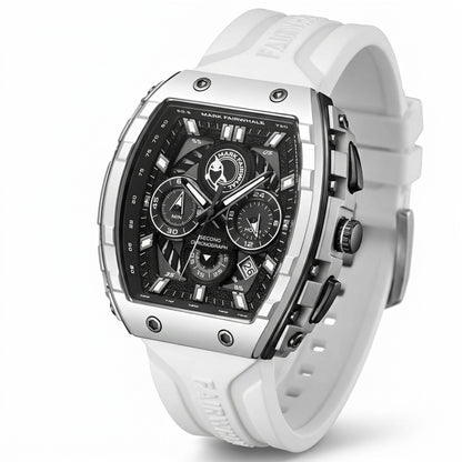 Fairwhale FW-5670 Men’s W - Red watch, detail on tachymeter bezel and subdials