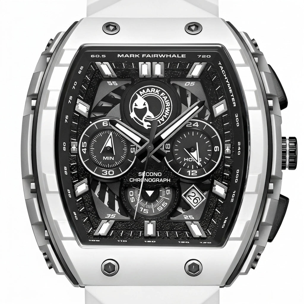 Fairwhale FW-5670 Men’s W - White watch, angled shot showing strap texture