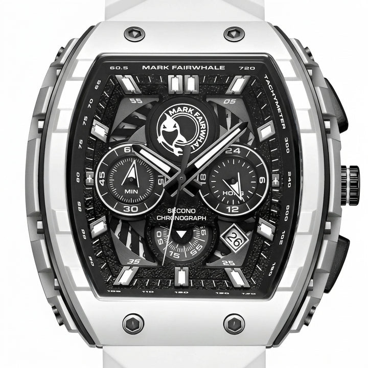 Fairwhale FW-5670 Men’s W - White watch, angled shot showing strap texture