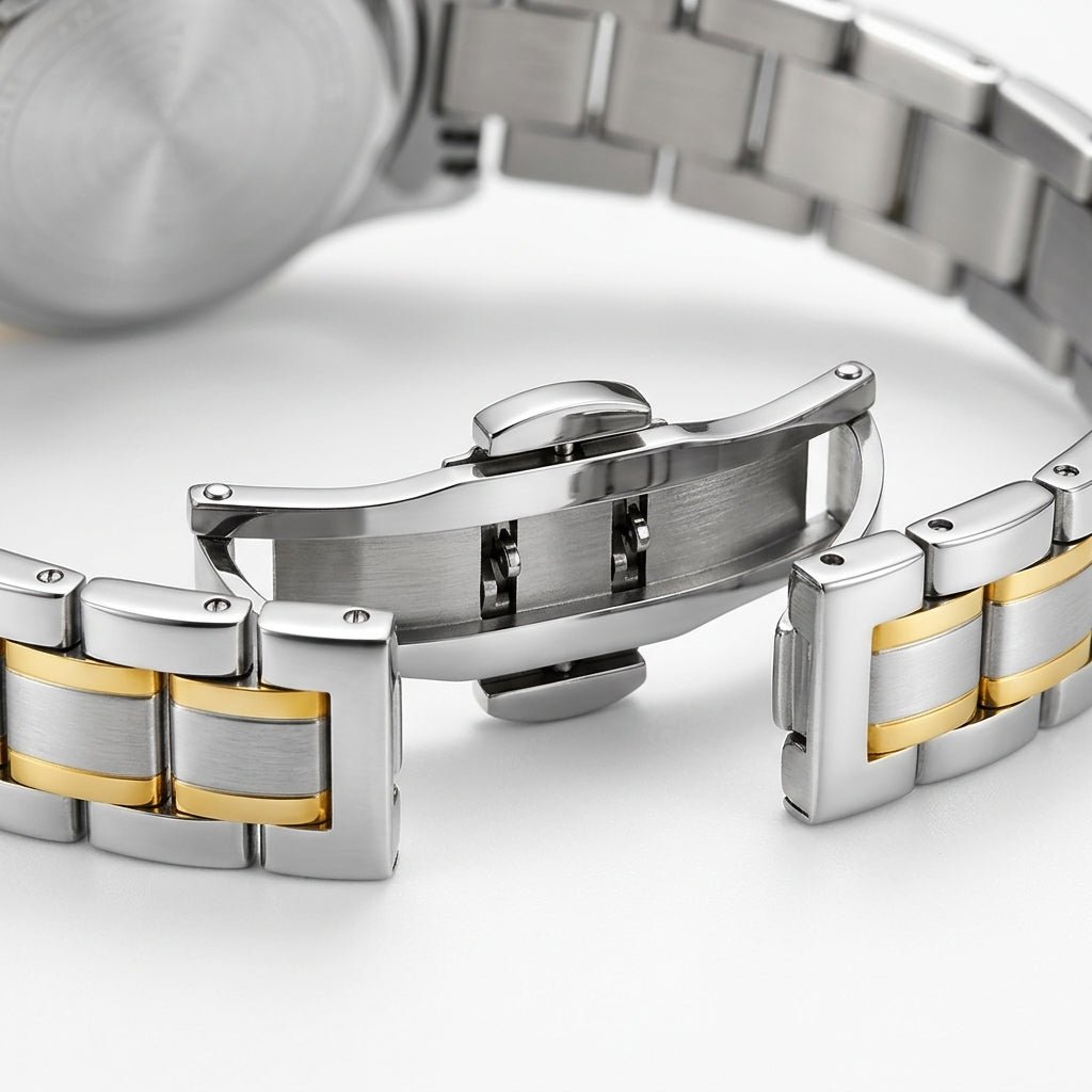 Fairwhale FW-3810 SERENA - Leather Strap, Metal Buckle, Macro Detail