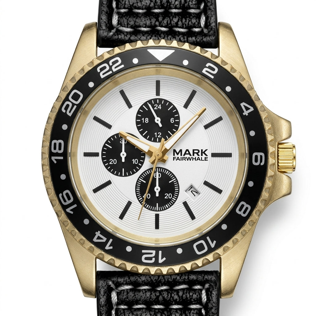 Fairwhale FW-5043 Quartz - luxury watch, macro, white dial