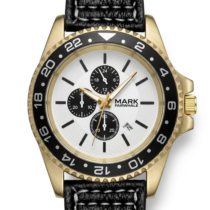 Fairwhale FW-5043 Quartz - luxury watch, macro, white dial