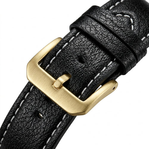 Fairwhale FW-5043 Quartz - watch strap, buckle, macro, leather
