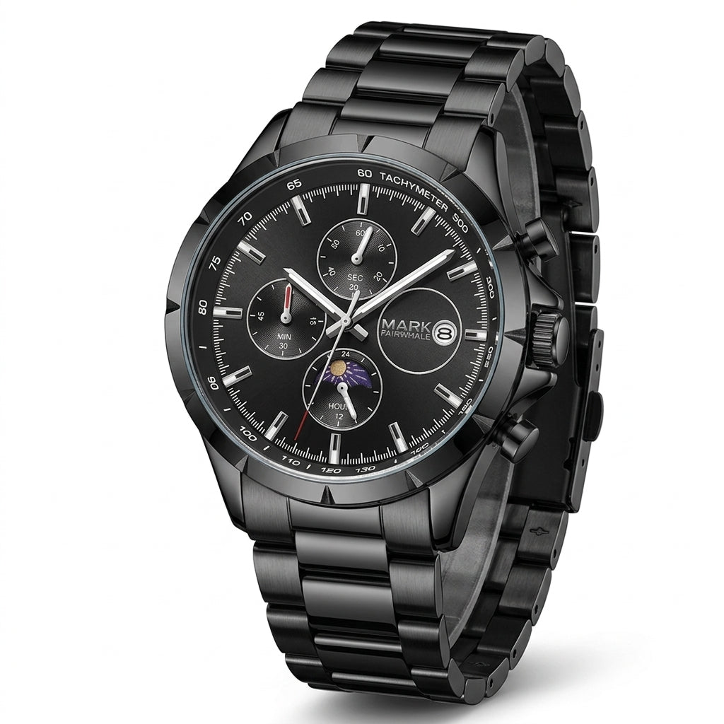 Fairwhale FW-5065 Luminou - luxury watch, stainless steel, white background