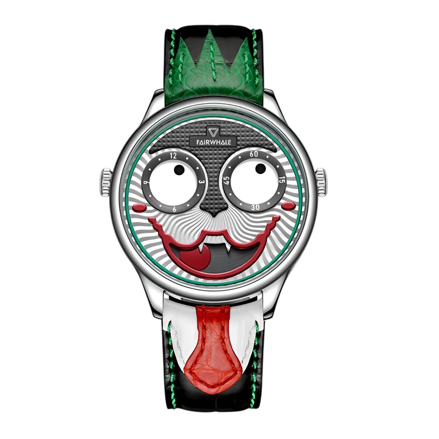 Watch with a unique face design on a white background