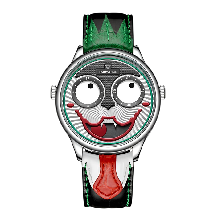 Watch with a unique face design on a white background