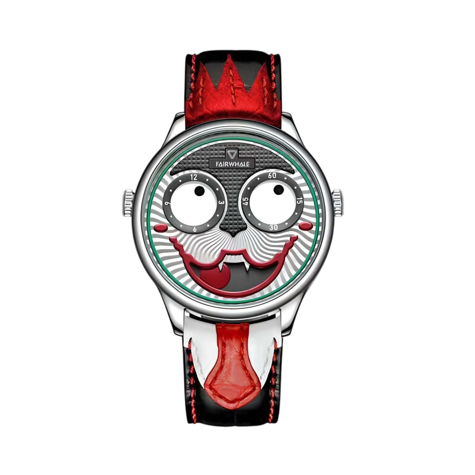 Watch with a unique face design on a white background