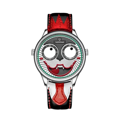 Watch with a unique face design on a white background