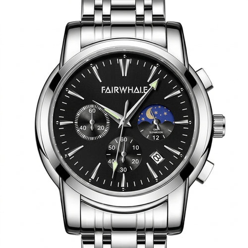 FAIRWHALE FW-5630 LUNARYS - Luxury Watch Dial, White Background, Studio Shot