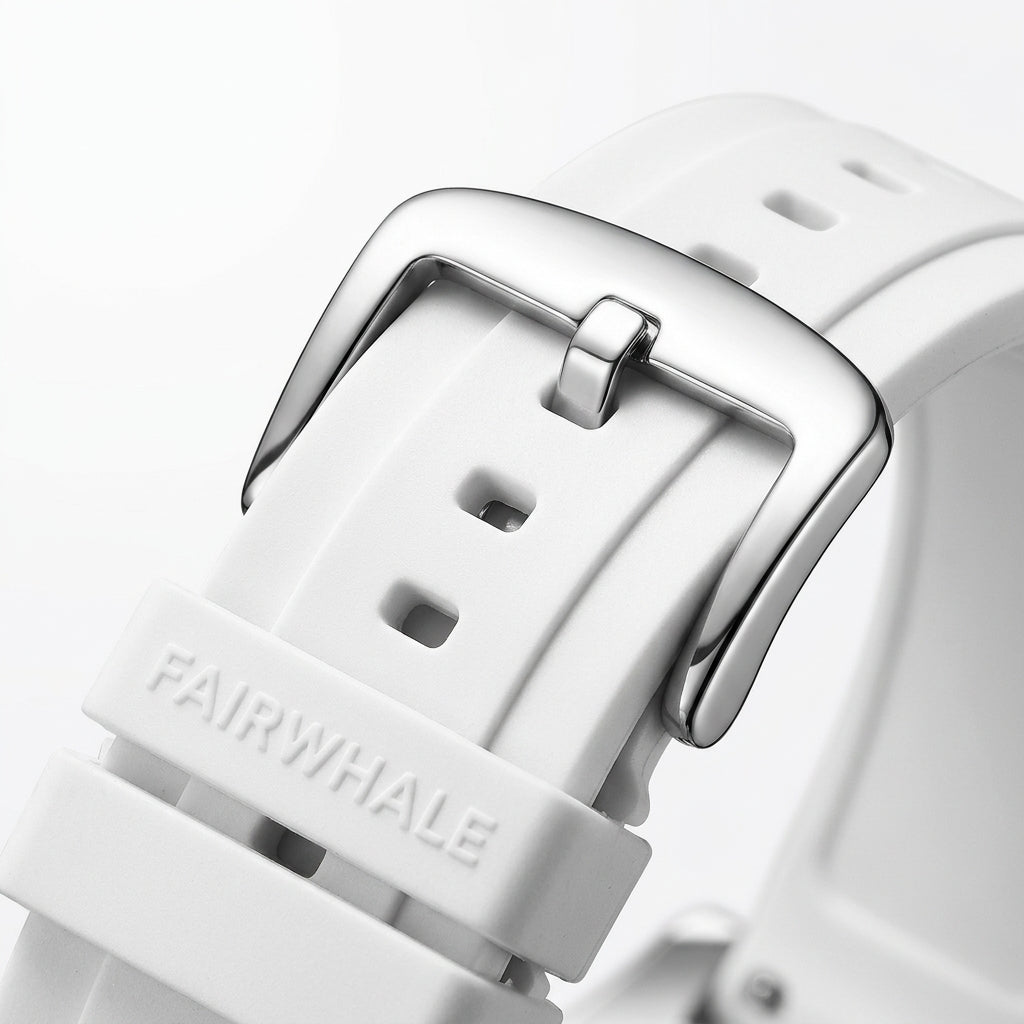 Fairwhale FW-5990 Men’s 3 - Leather strap, buckle, macro detail