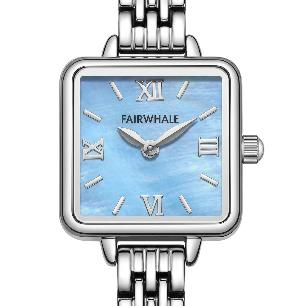 Fairwhale Square Wrist St - luxury watch dial, macro, white background