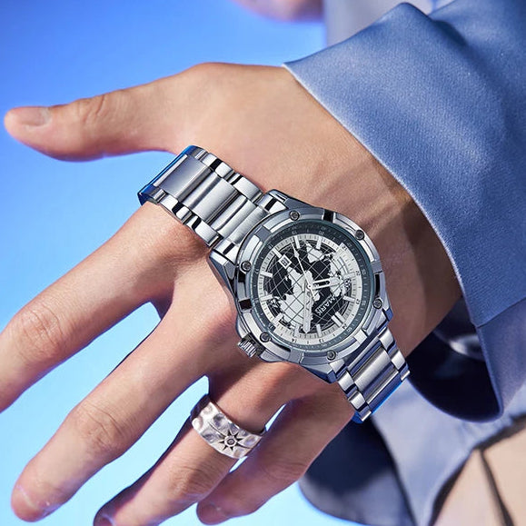 Quartz Watch stainless steel bracelet and secure clasp design