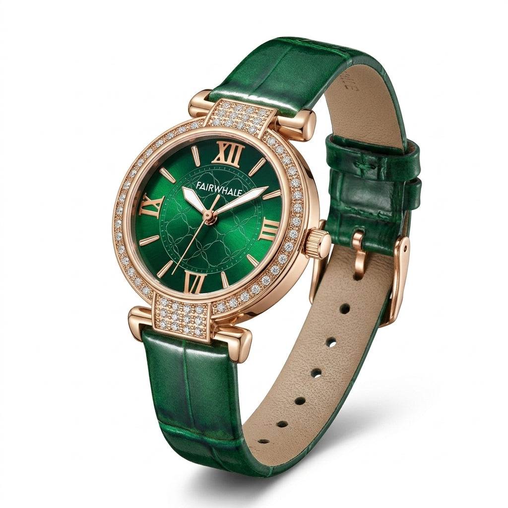 Fairwhale 3659 VELORA - Watch featuring a textured green dial