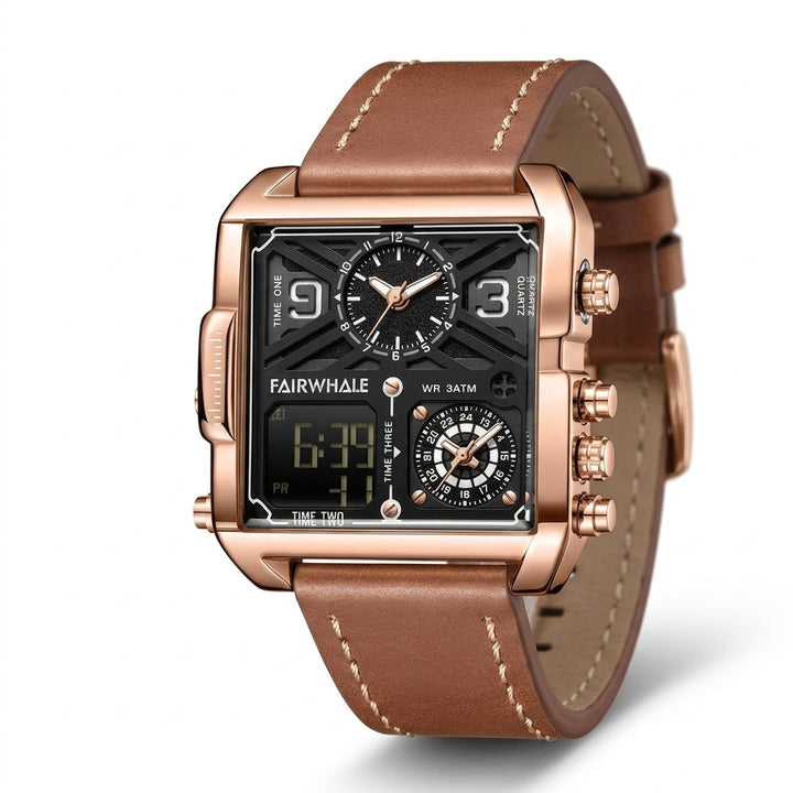 Mark Fairwhale 4380 QUADR - Black and rose gold square watch
