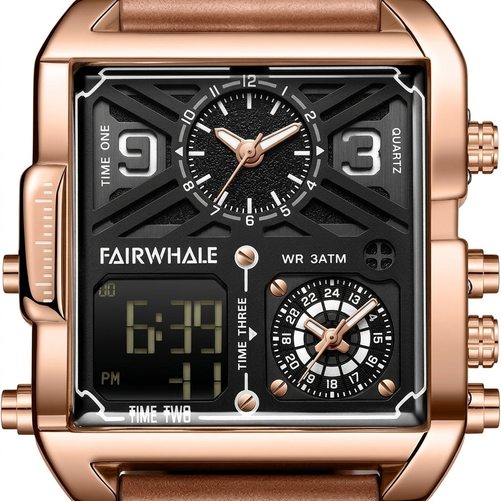 Mark Fairwhale 4380 QUADR - Digital and analog display watch