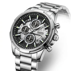 Mark Fairwhale 5028 STENT - luxury watch steel, white background, close-up
