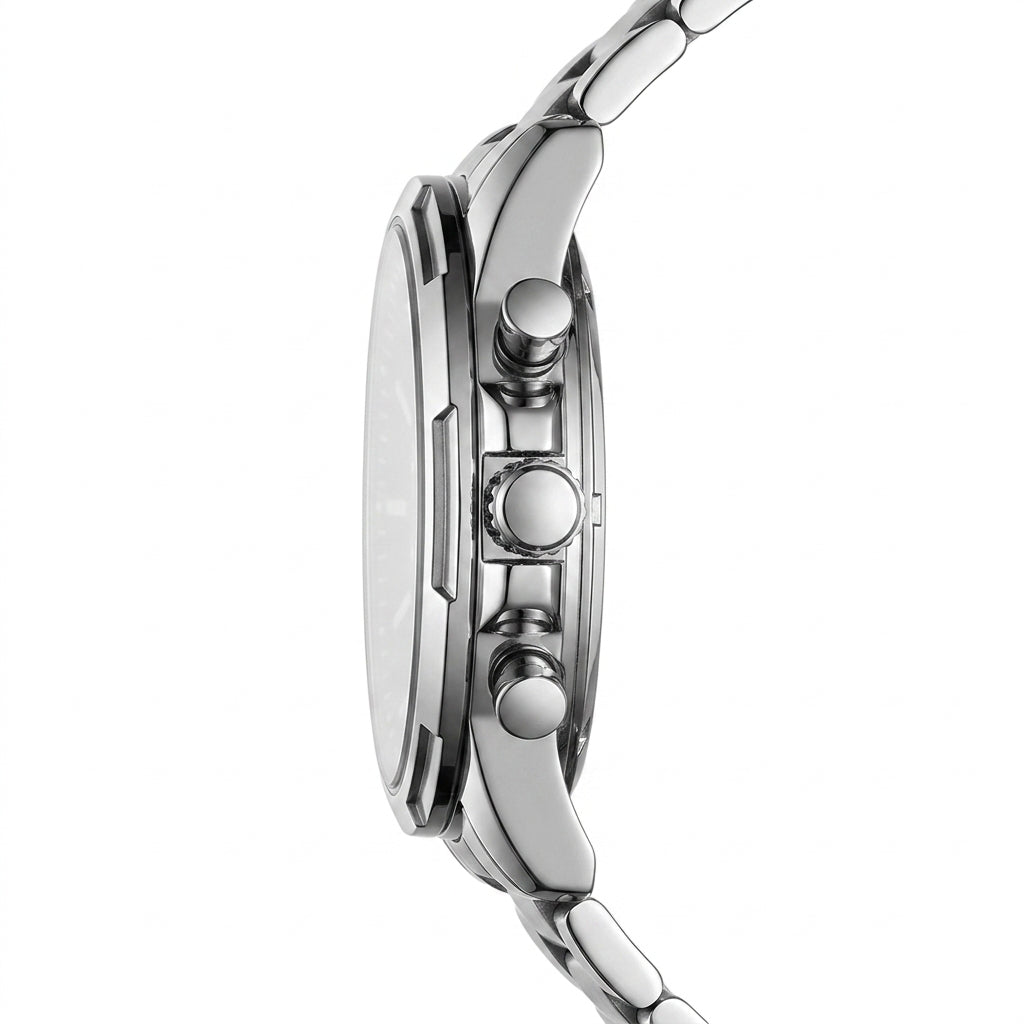 Mark Fairwhale 5028 STENT - luxury watch side profile, metal case, white background