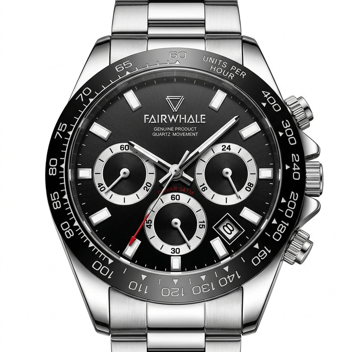Mark Fairwhale 5030 ORION - Luxury watch dial, white background, macro, photorealistic.