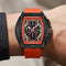 Mark Fairwhale 6590 RUBBE - Lifestyle shot, person wearing the red strapped watch