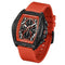 Mark Fairwhale 6590 RUBBE - Top-down view, black watch with red accents on strap