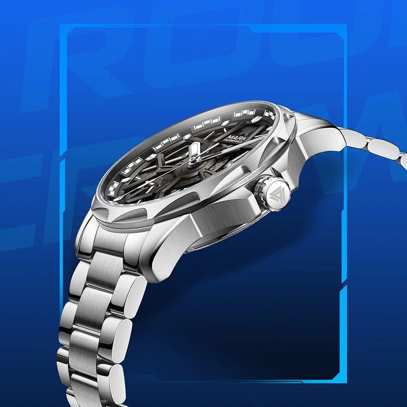 Mark Fairwhale FW-6800 AURENX men’s skeleton automatic watch stainless steel side profile