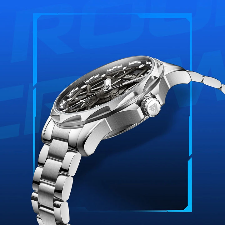 Mark Fairwhale FW-6800 AURENX men’s skeleton automatic watch stainless steel side profile