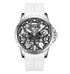Mark Fairwhale FW-6800 AURENX men’s semi-skeleton automatic watch with white sport strap and minimalist openwork dial.