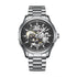 Mark Fairwhale 6950 AUREON men’s skeleton automatic watch in silver stainless steel with transparent mechanical dial and luxury design.