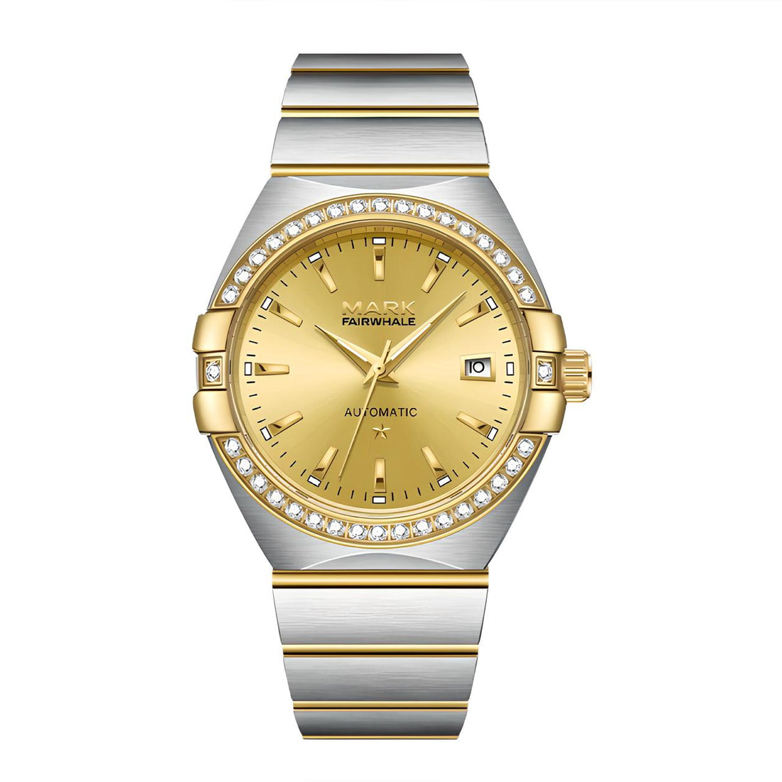 Mark Fairwhale FW-6830 CASSIAN unisex automatic watch with gold dial and stainless steel bracelet