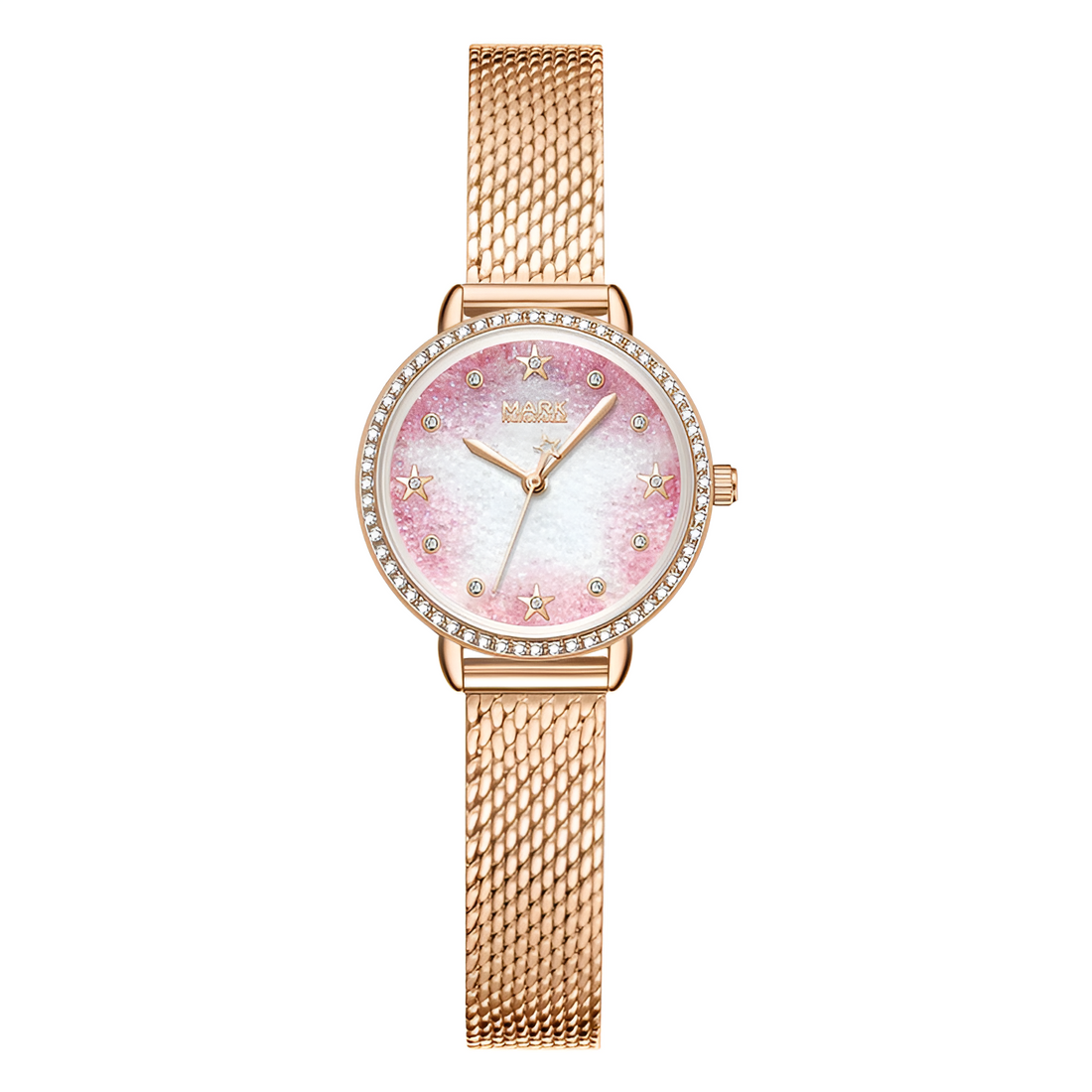 Mark Fairwhale FW-3130 Aurélia rose gold women’s quartz watch with pink gradient dial and crystal bezel