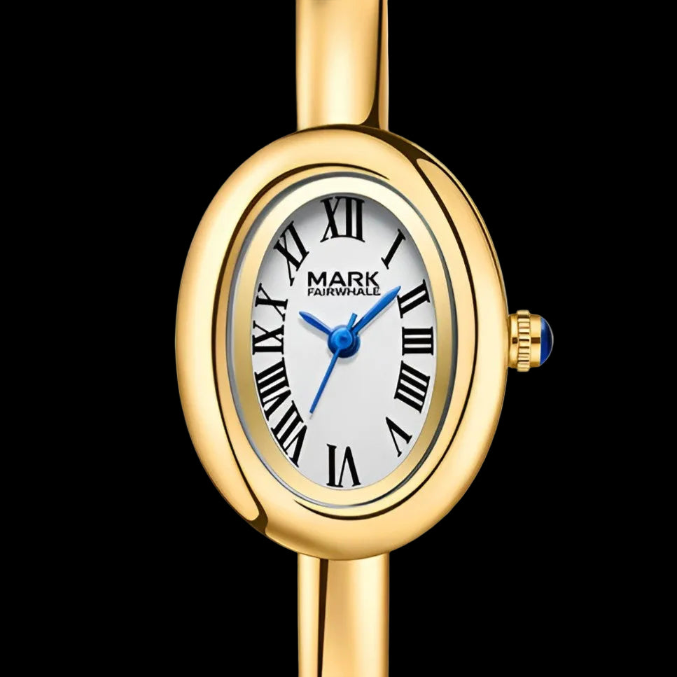 Gold Oval Elegance With Roman Numerals