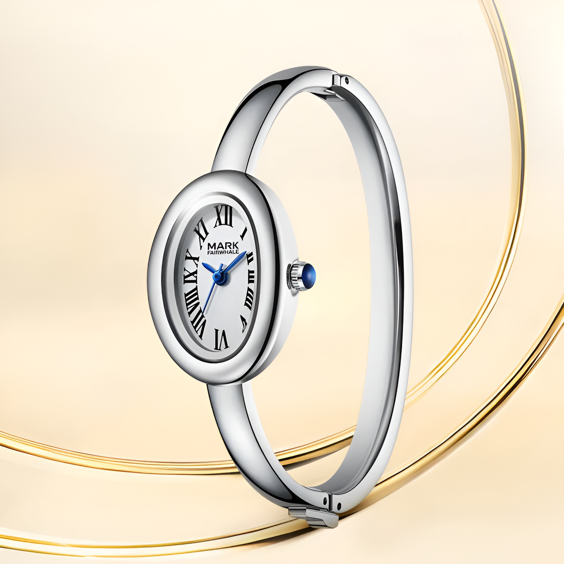 Mark Fairwhale FW 3170 OVALIA women’s oval quartz watch silver bracelet full view