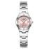 Mark Fairwhale FW 3820 women’s quartz watch with pink dial and stainless steel bracelet, front view with date