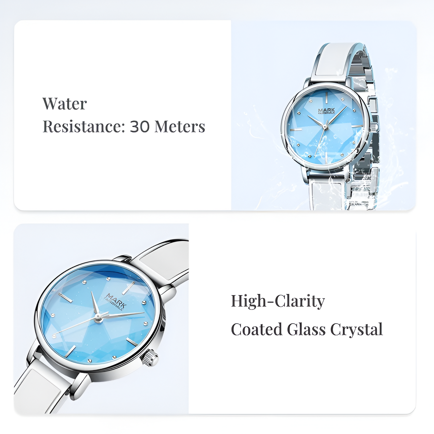 Mark Fairwhale FW-3840 women’s watch bracelet style strap with polished metal links