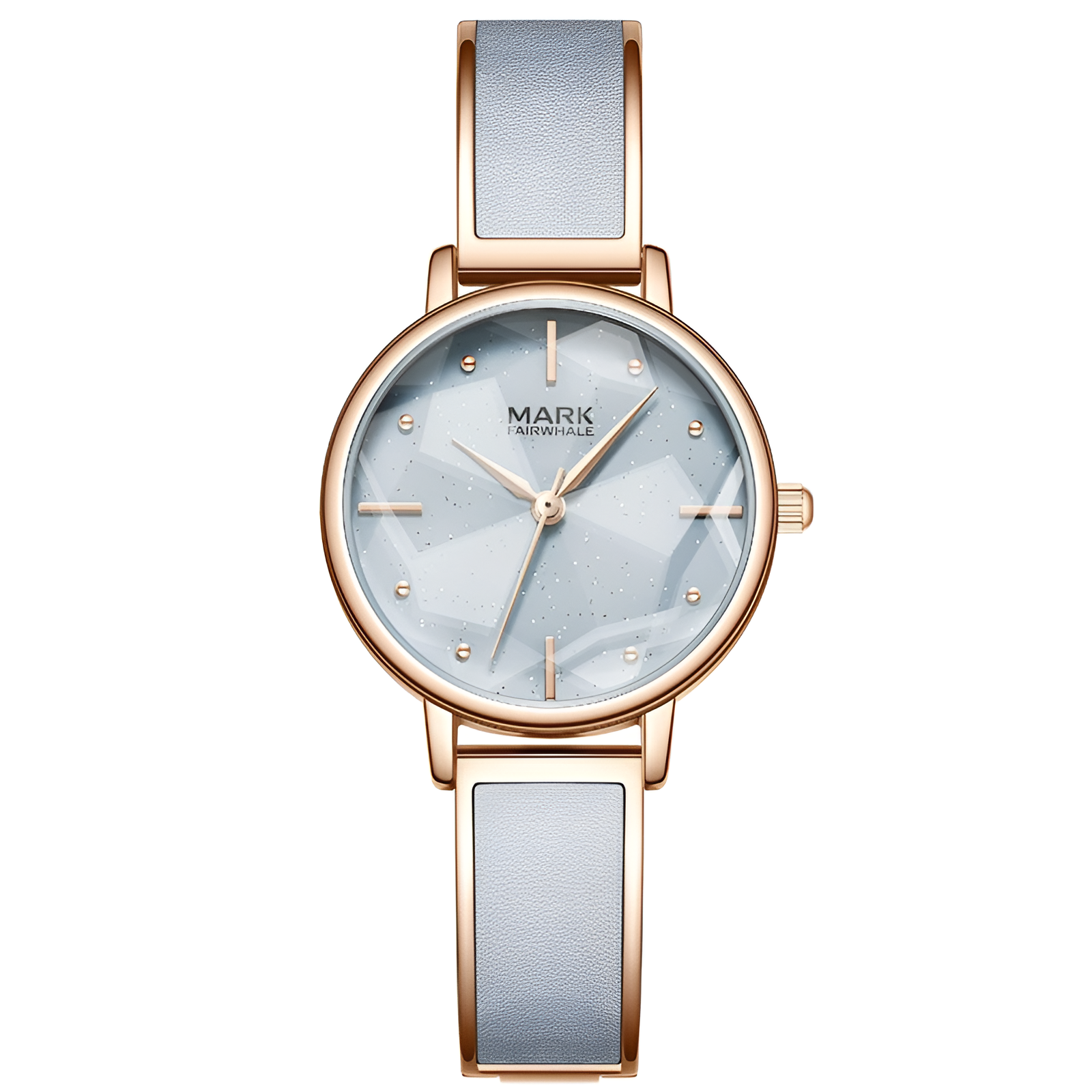Mark Fairwhale FW-3840 Starry Sky women’s quartz watch with rose gold case and light blue dial