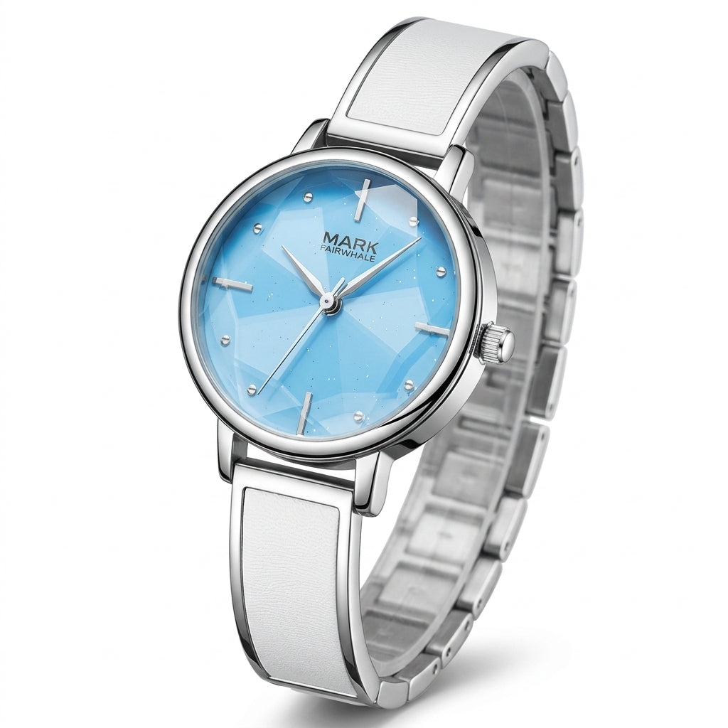 Fairwhale FW-3840 Women’s - Rose gold watch, light blue dial, white strap