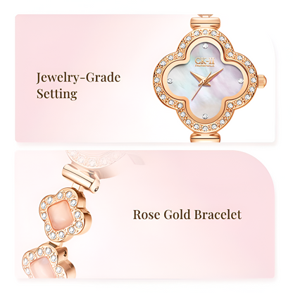 Mark Fairwhale FW-3860 LUXORA jewelry-grade crystal setting around clover dial case