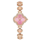Two clover-shaped watches, pink and mother-of-pearl