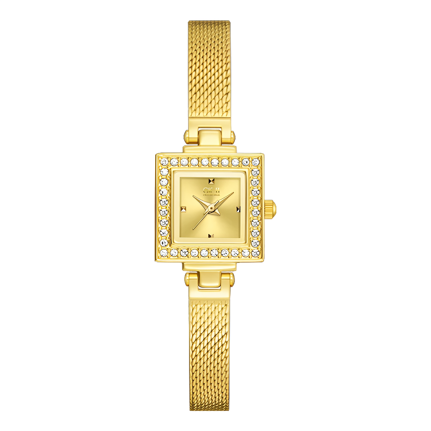 Front view of Mark Fairwhale FW-3870 Celesta women’s gold square quartz watch