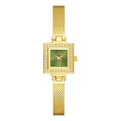 Fairwhale FW-3870 Women’s - Gold watch, square face, green dial, mesh strap
