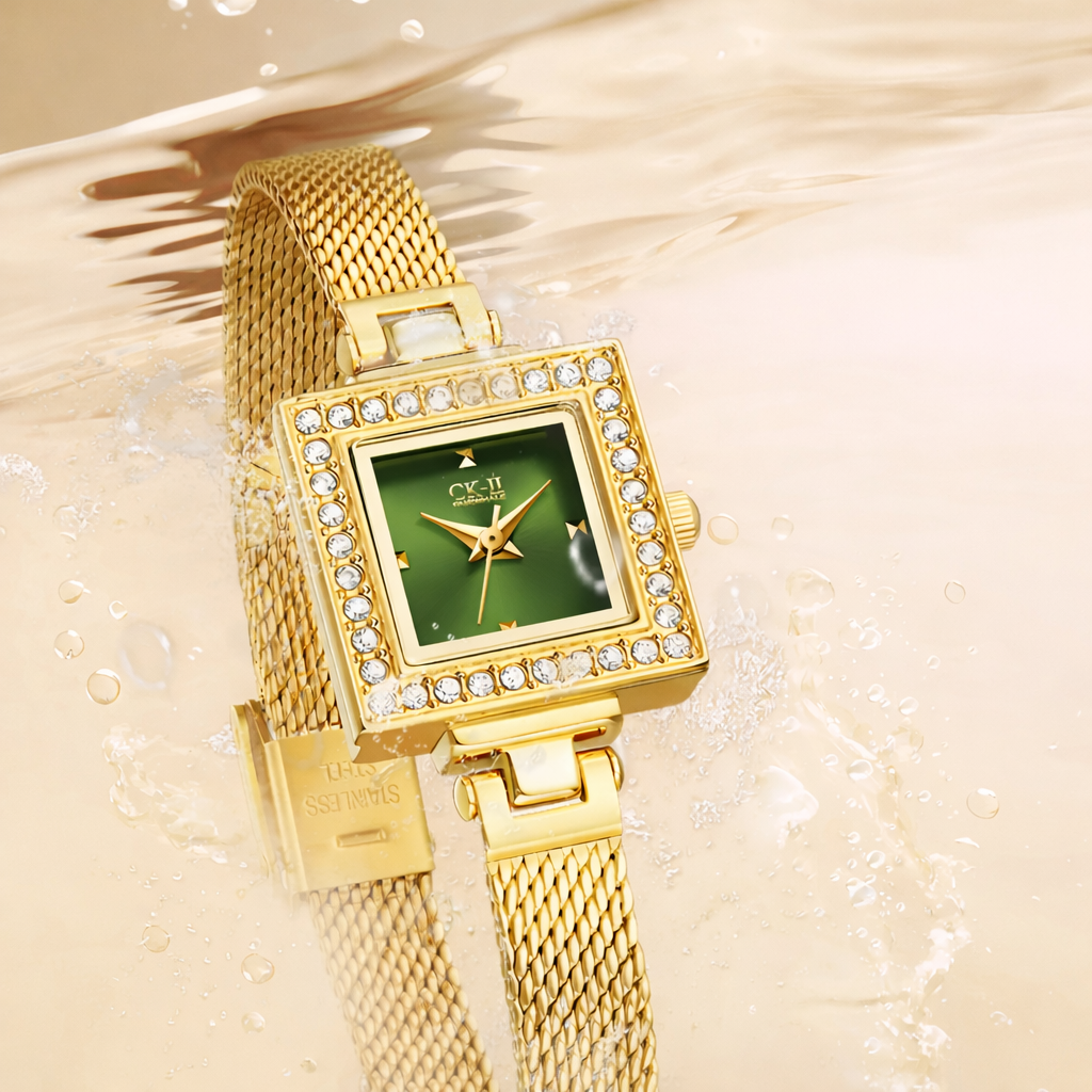 Mark Fairwhale FW-3870 Celesta women’s square quartz watch showing 30 meter water resistance