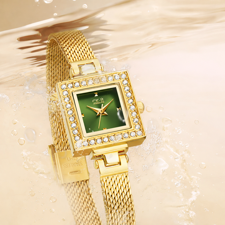 Mark Fairwhale FW-3870 Celesta women’s square quartz watch showing 30 meter water resistance