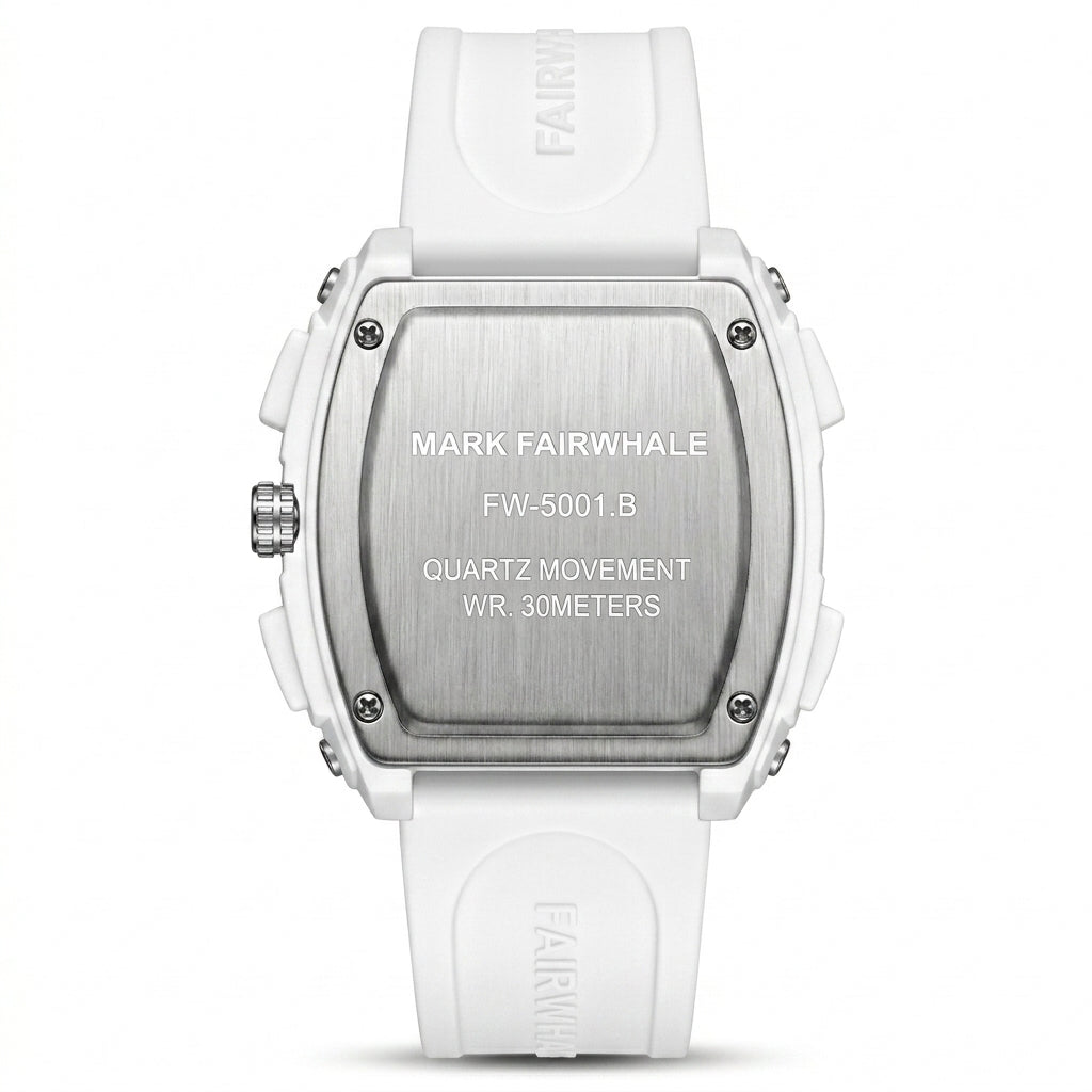 Mark Fairwhale FW-5001 TO - White watch, angled view showcasing dial depth