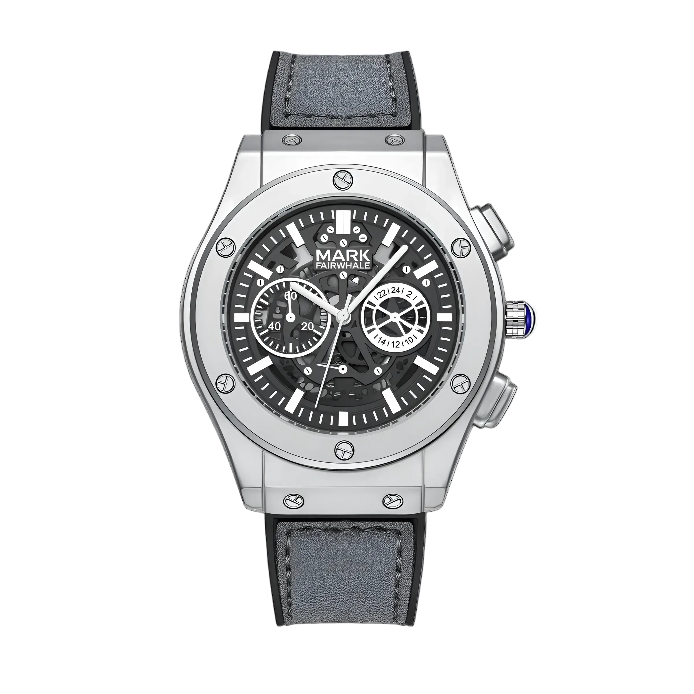 MARK FAIRWHALE FW-5023 Me - Silver case, black dial, leather strap