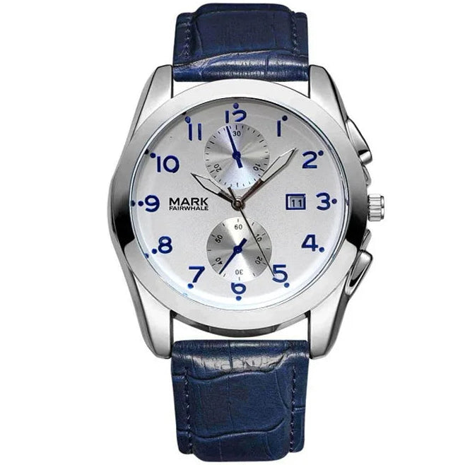 Quartz Watch for men with Arabic numerals, calendar display, and luminous hands