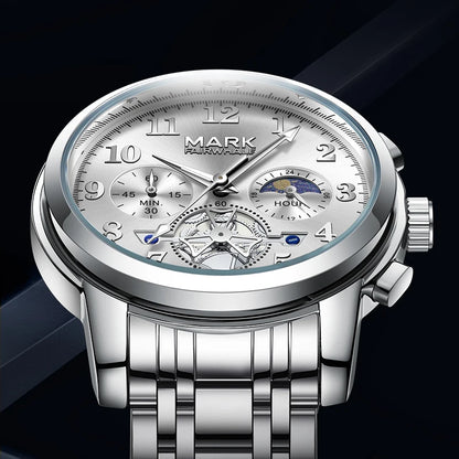 Side view of Mark Fairwhale men’s quartz watch with polished case