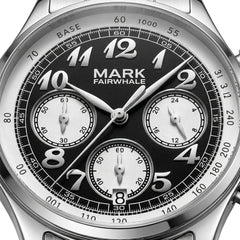 Mark Fairwhale FW-5071 Men's Quartz Watch - front dial, polished metallic bezel, studio lighting