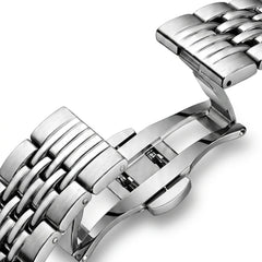 Mark Fairwhale FW-5071 Men's Quartz Watch - beaded steel bracelet, subdial watch face, polished metallic finish